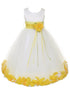 Girls Ivory With Sash Petal Flower Girl Dress, Sizes 2-14